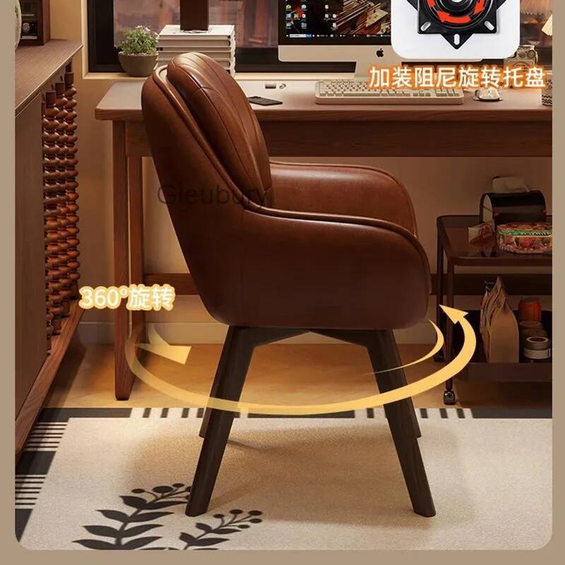 Office Furniture Suppliers - Skórzane Krzesło Komputerowe Vintage Obrotowe 360°