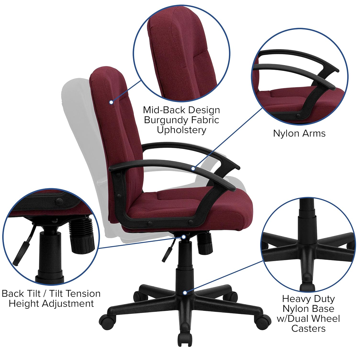 Krzesło biurowe z tkaniny w ko – Task Chair Mid Back recenzja i cena